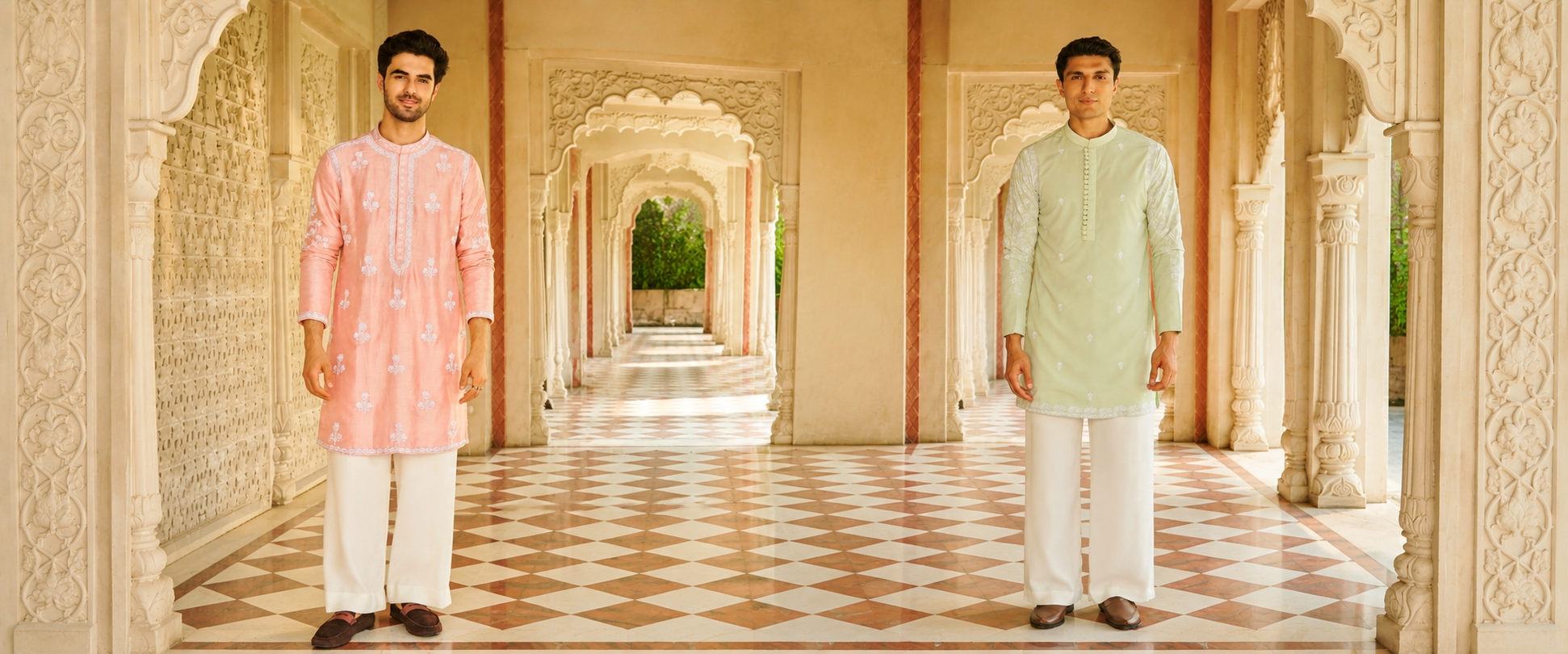 Pastel Kurta Set For Men
