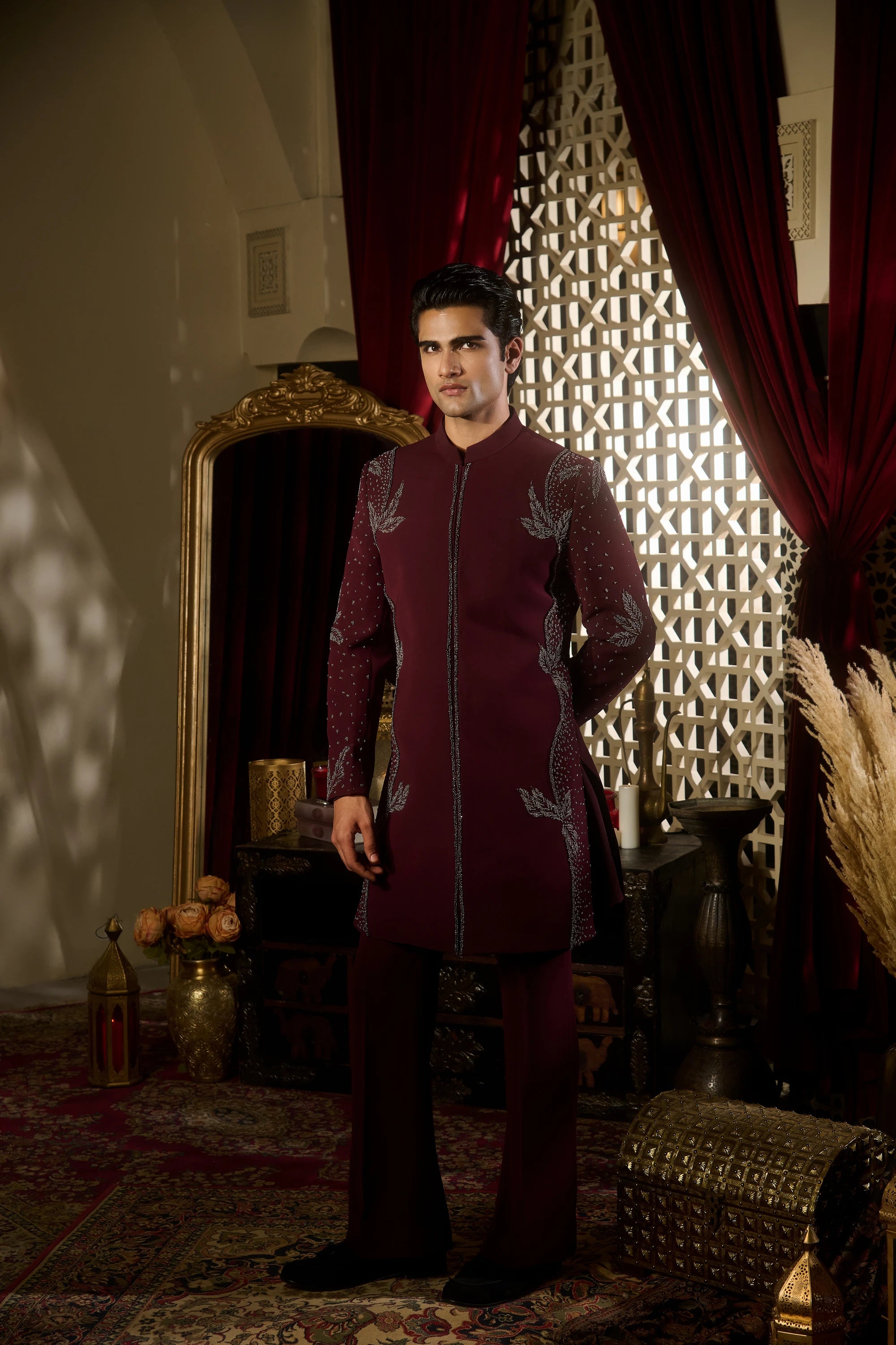 Maroon Sherwani Set