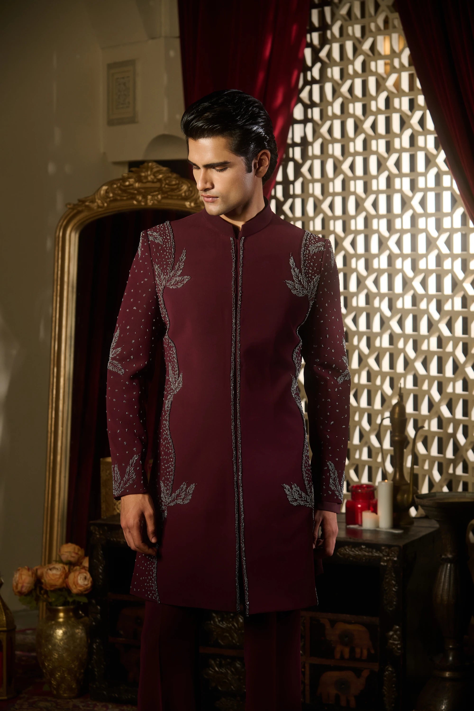 Maroon Sherwani Set