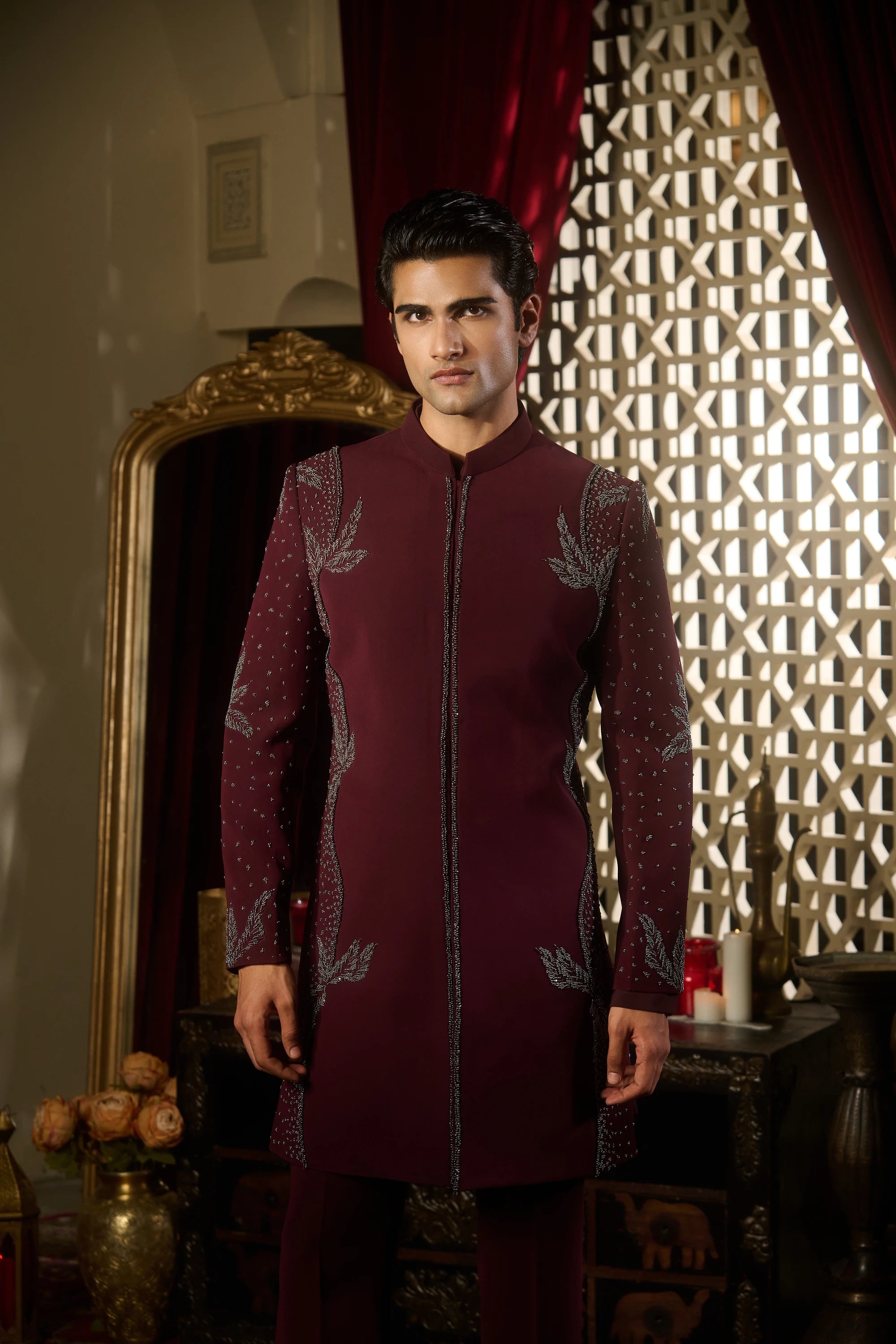 Maroon Sherwani Set