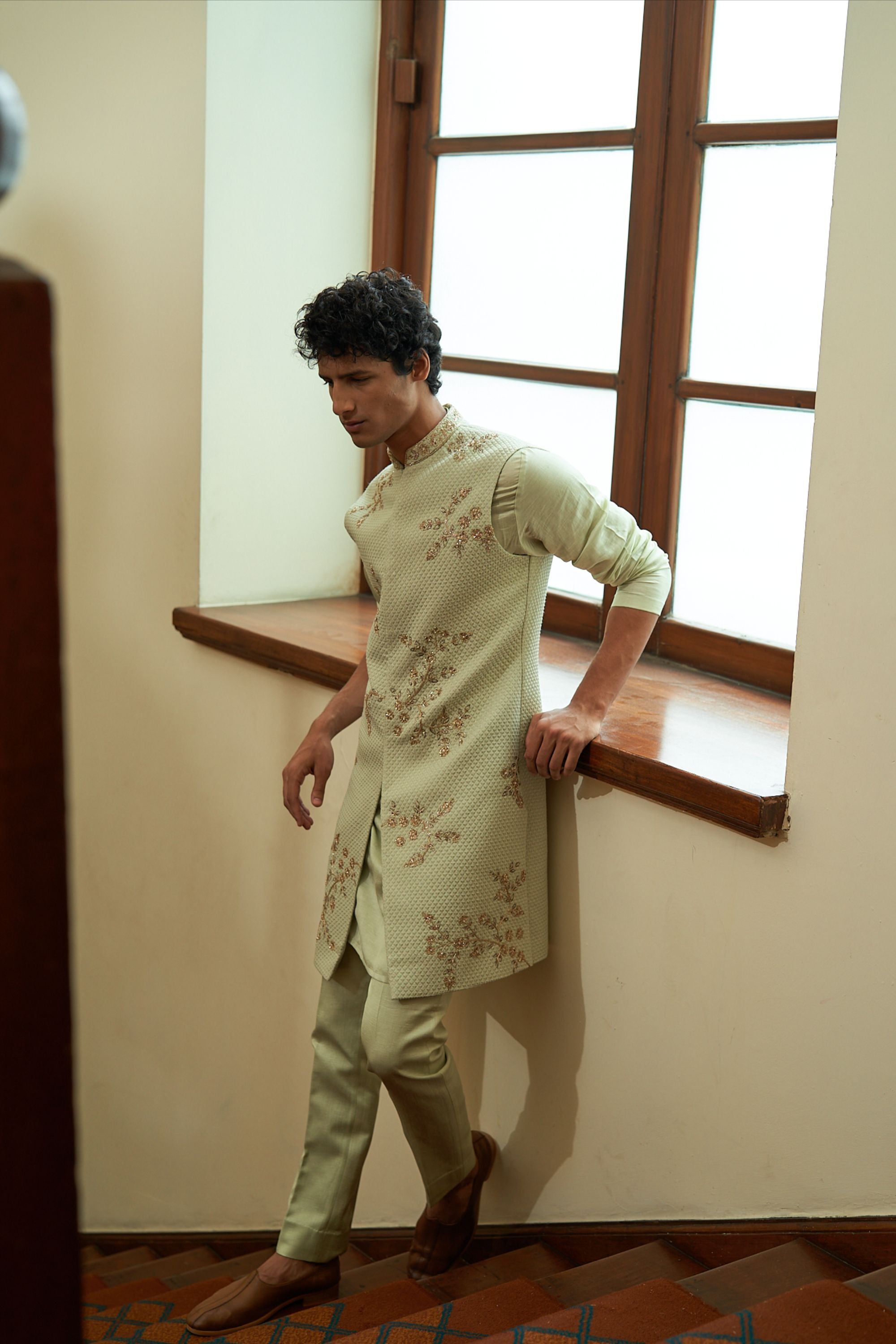 Celedon Sleeveless Sherwani