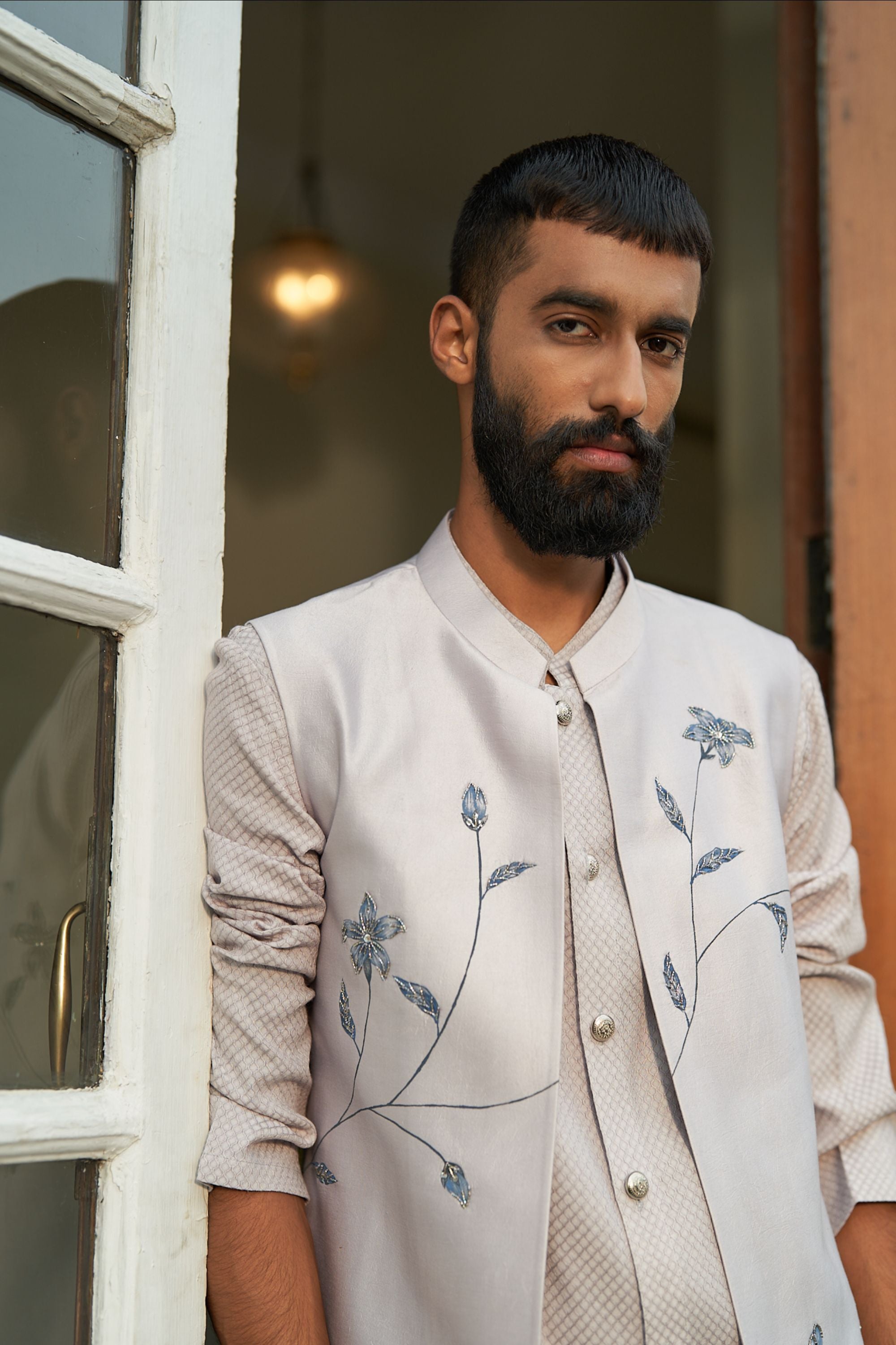 Ice Grey Hand Paint Shrug Set